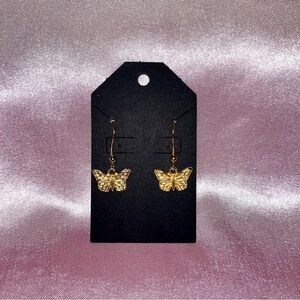 Handmade 10k Gold Plate Butterfly Earrings & 10k Gold Plate Hypoallergenic Hooks